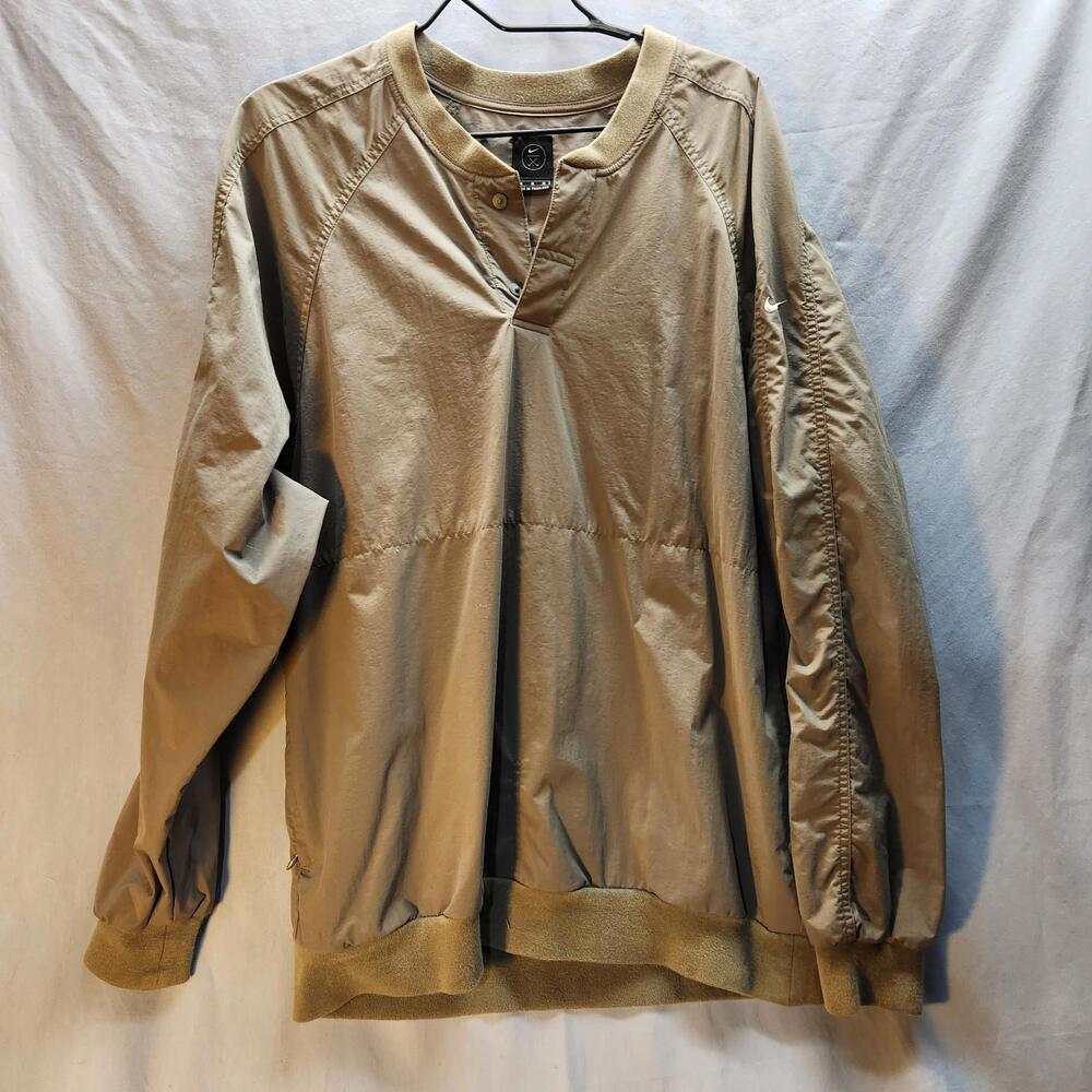 Vintage Mens M Nike Golf 1/4 Snap‎ Button Khaki Color Pullover Windbreaker